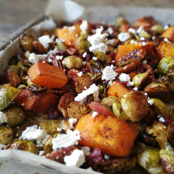 Spruitjes en pompoen uit de oven