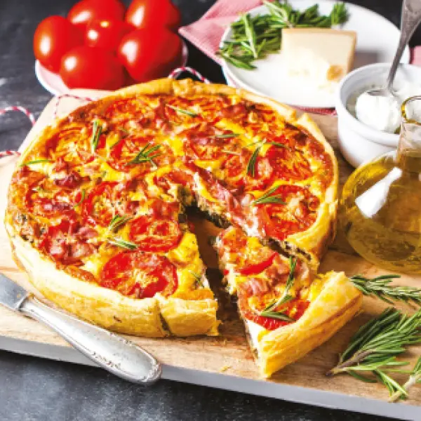 Quiche met italiaanse groente en salami