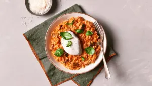 Rode risotto met burrata